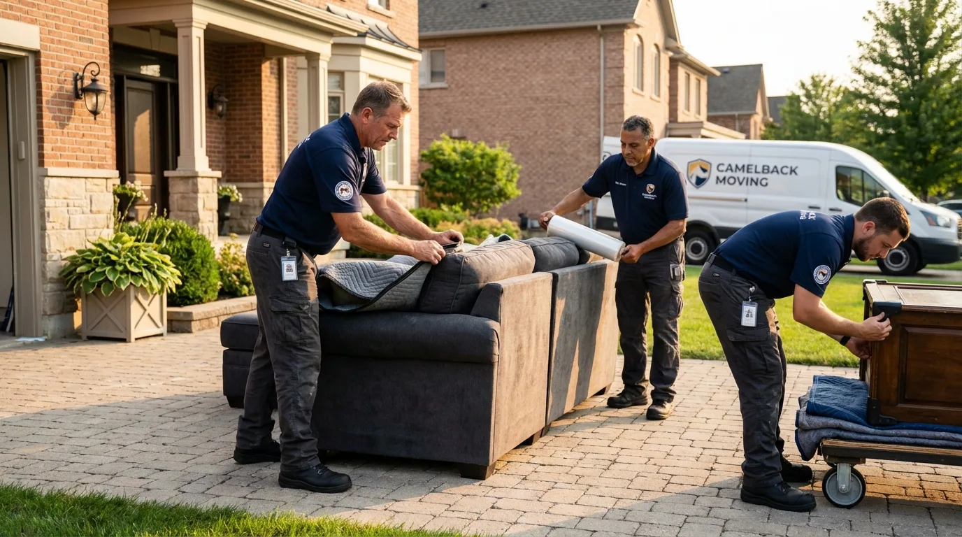 Large estate moving crew wrapping furniture in Slayton, MN